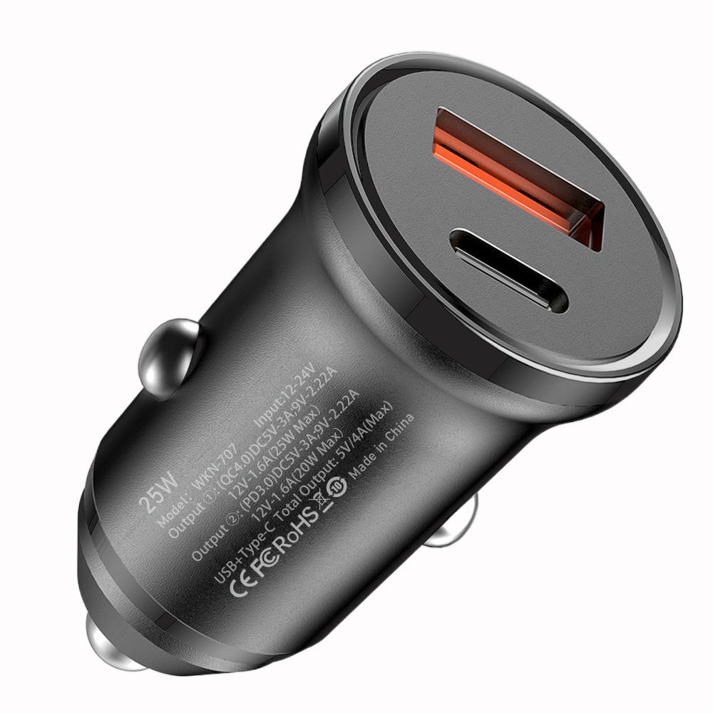 Chargeur de Voiture Mini USB-C 30W avec Câble Data USB-C vers 8 Pin