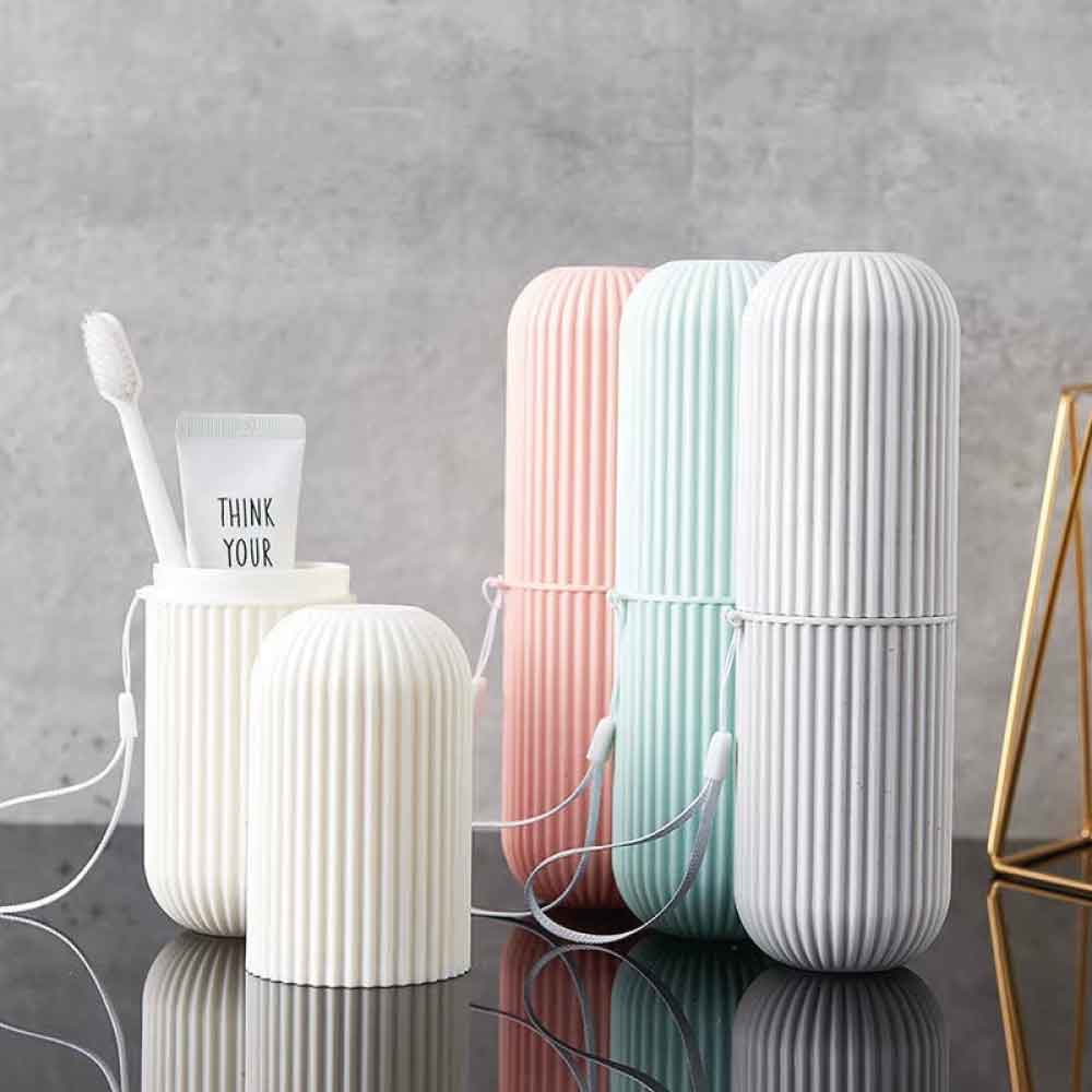 Boîte de voyage portable 2 en 1 - Brosse à dents et dentifrice