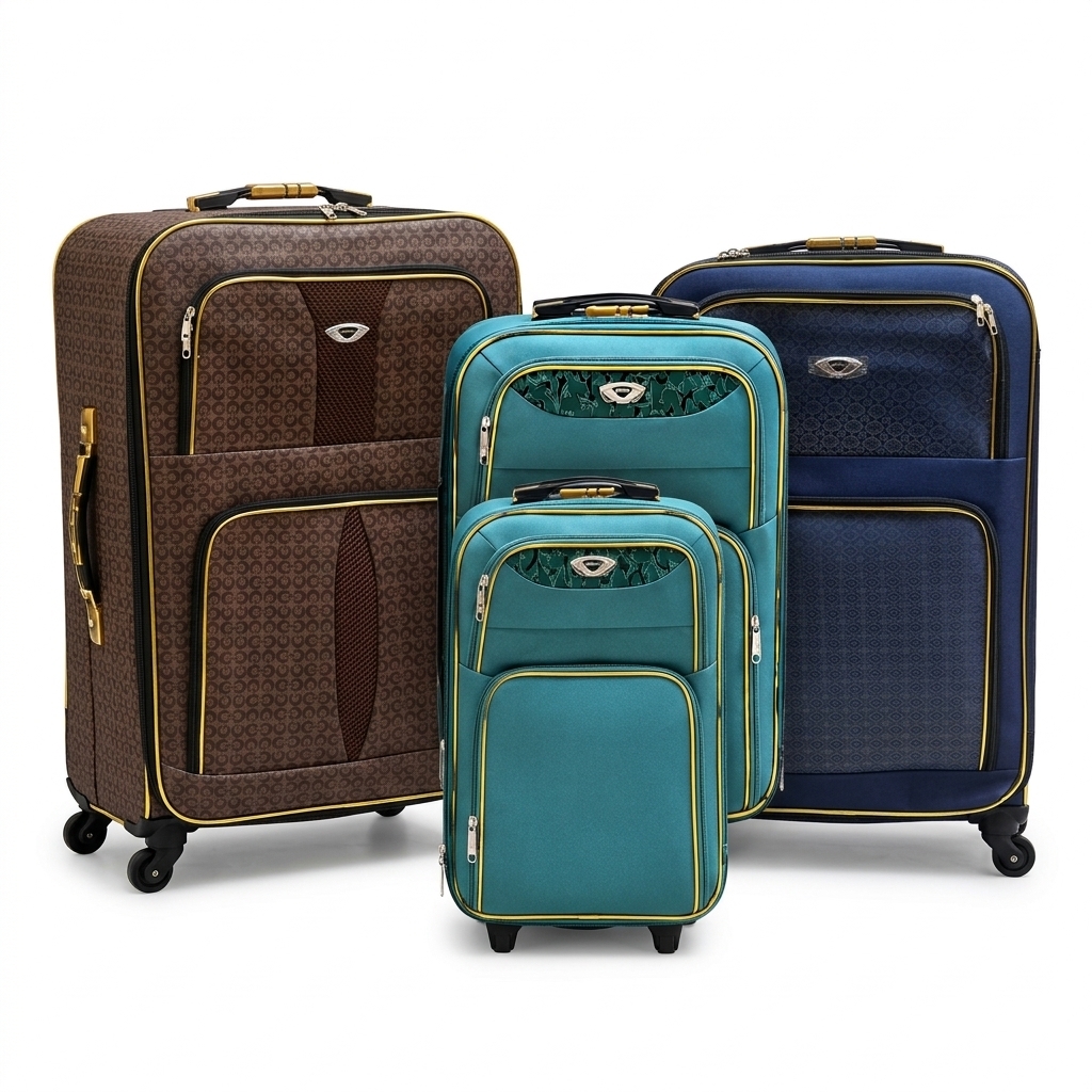 Valise de voyage ordinaire en tissu ensemble de 3