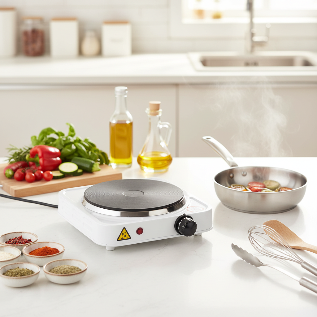Plaque chauffante électrique  - Poêle de cuisson portable 1000W — miniature 3