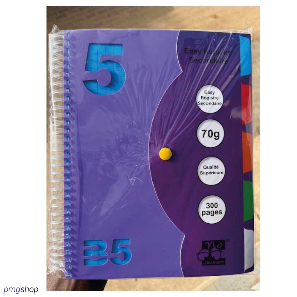 Cahier à Spirale Easy Registre Secondaire - 300 Pages, 5 Matières