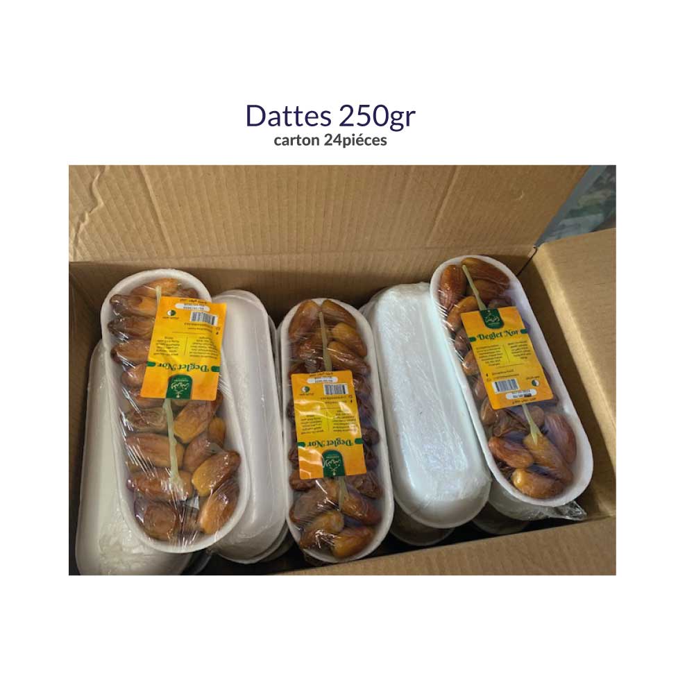 Dattes Deglet Nour 250gr carton de 24 pièces