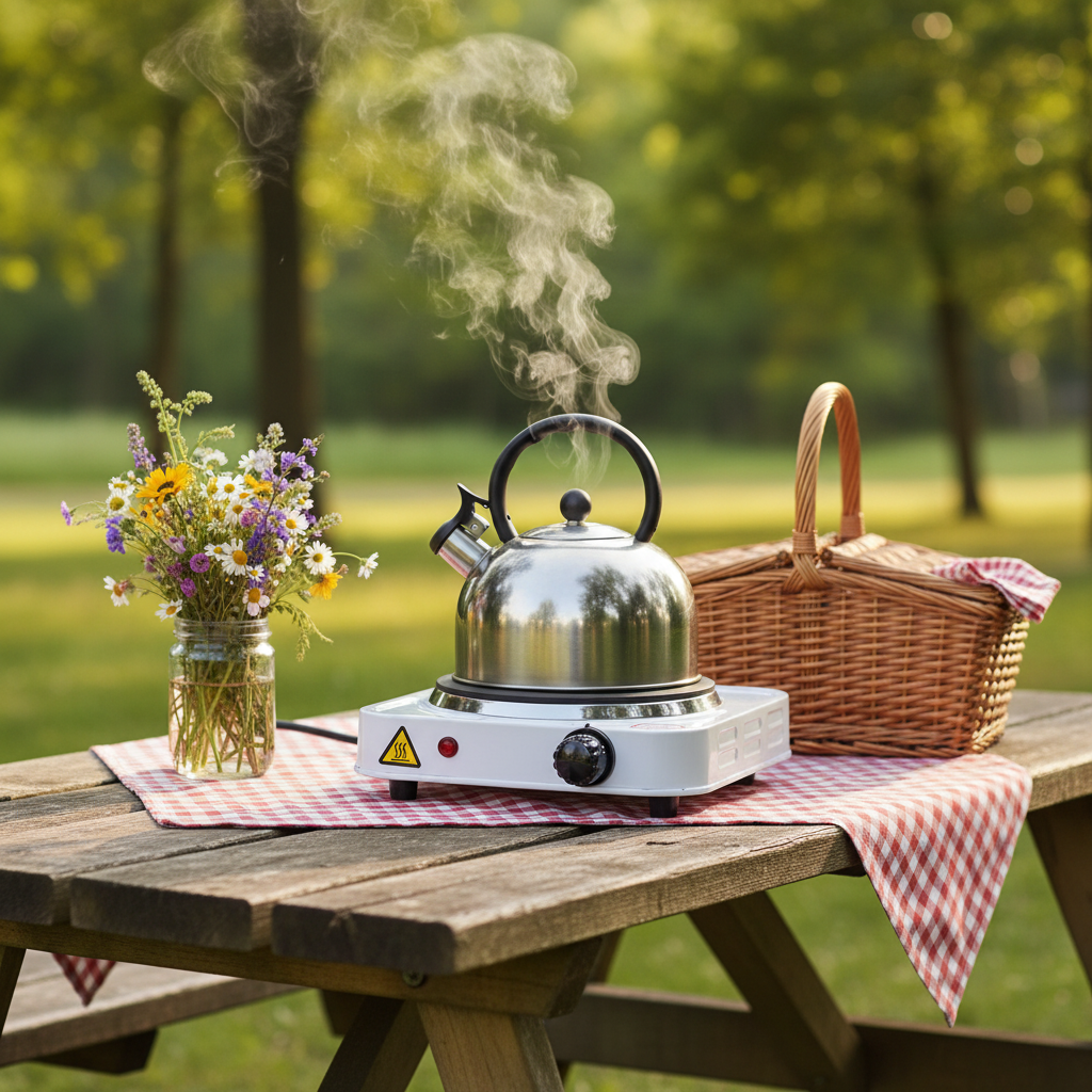 Plaque chauffante électrique  - Poêle de cuisson portable 1000W — miniature 2