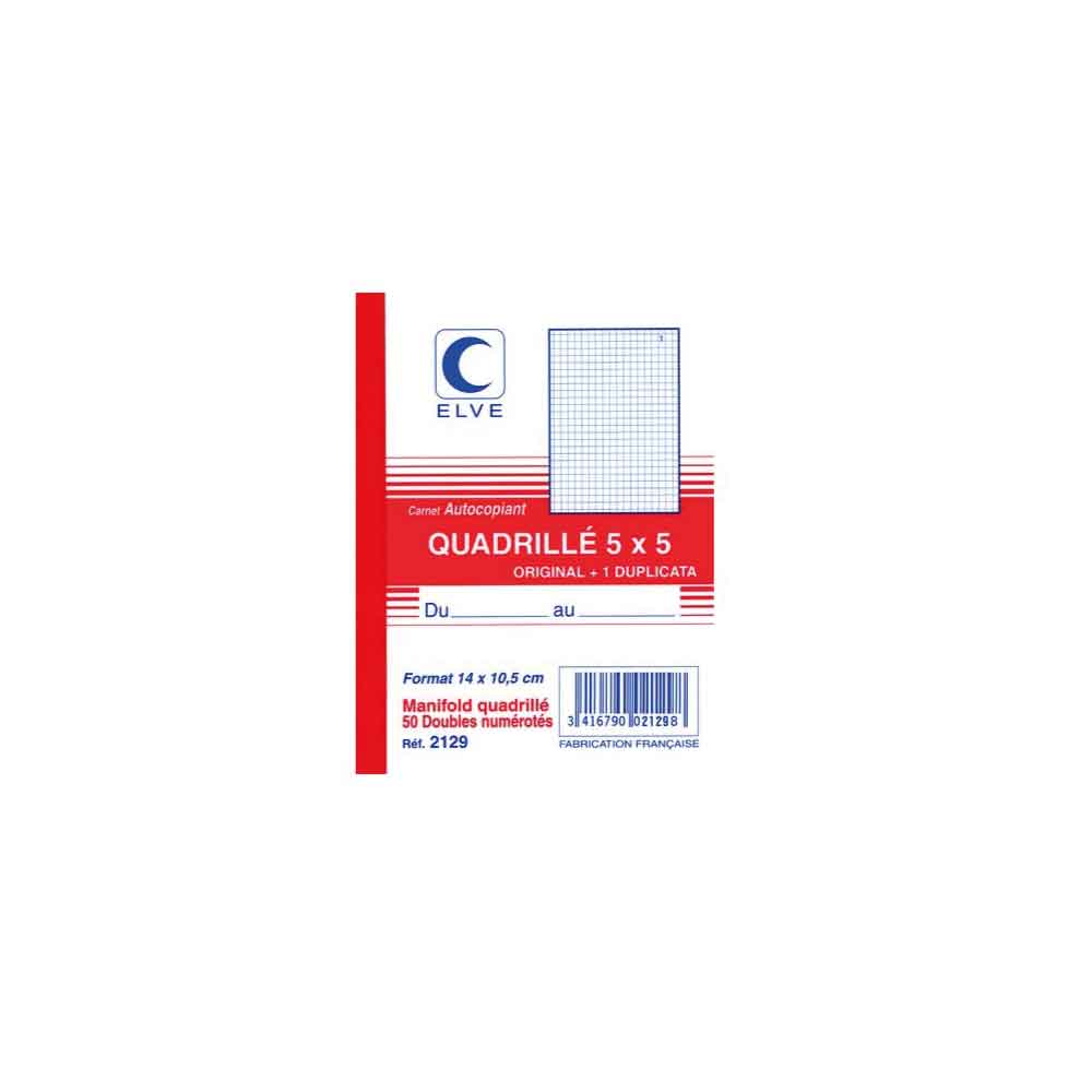 Carnet autocopiant manifold dupli A5 - Quadrille 5x5