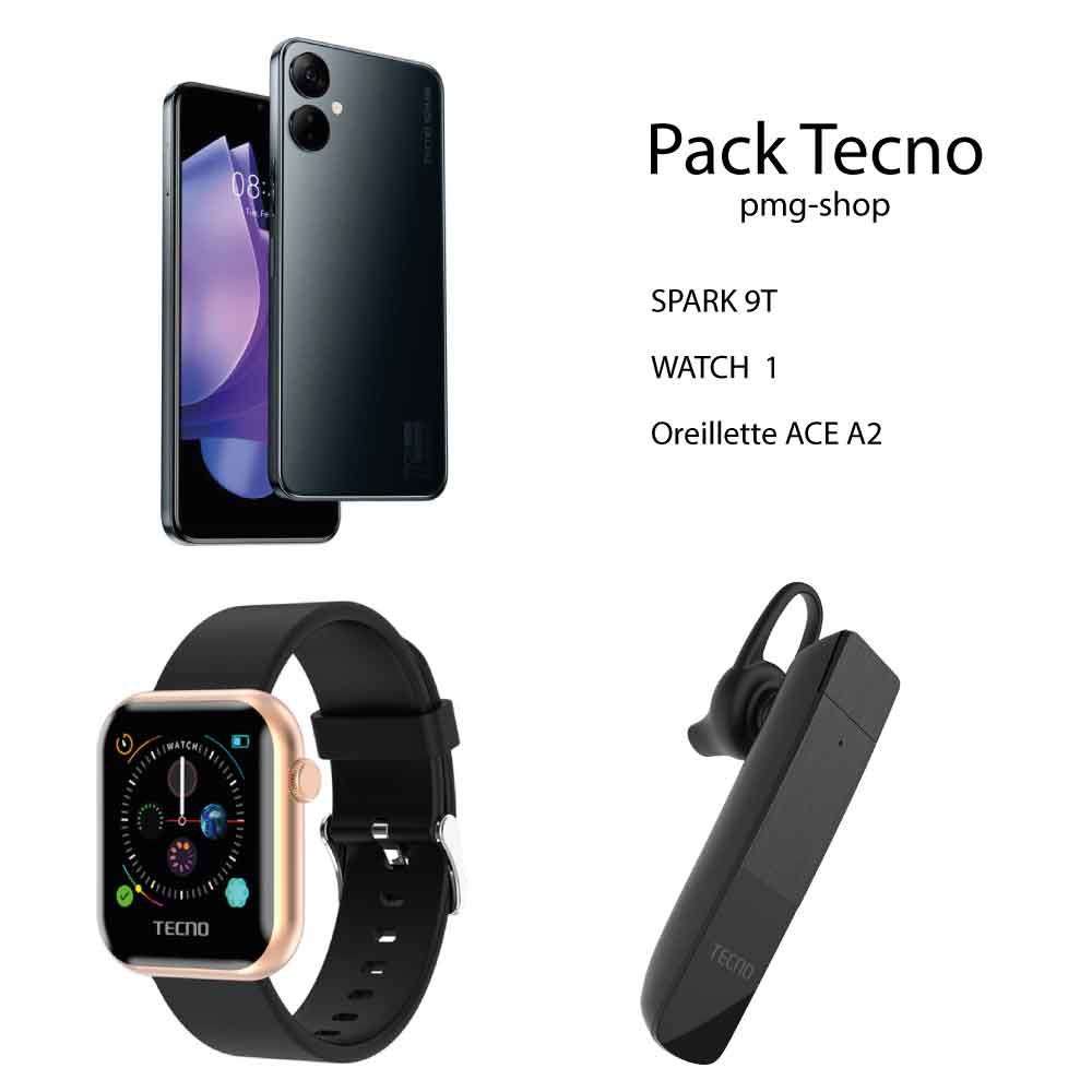 Pack Tecno Spark 9T 128Go Ram 4 - Watch 1 - ACE A2 se