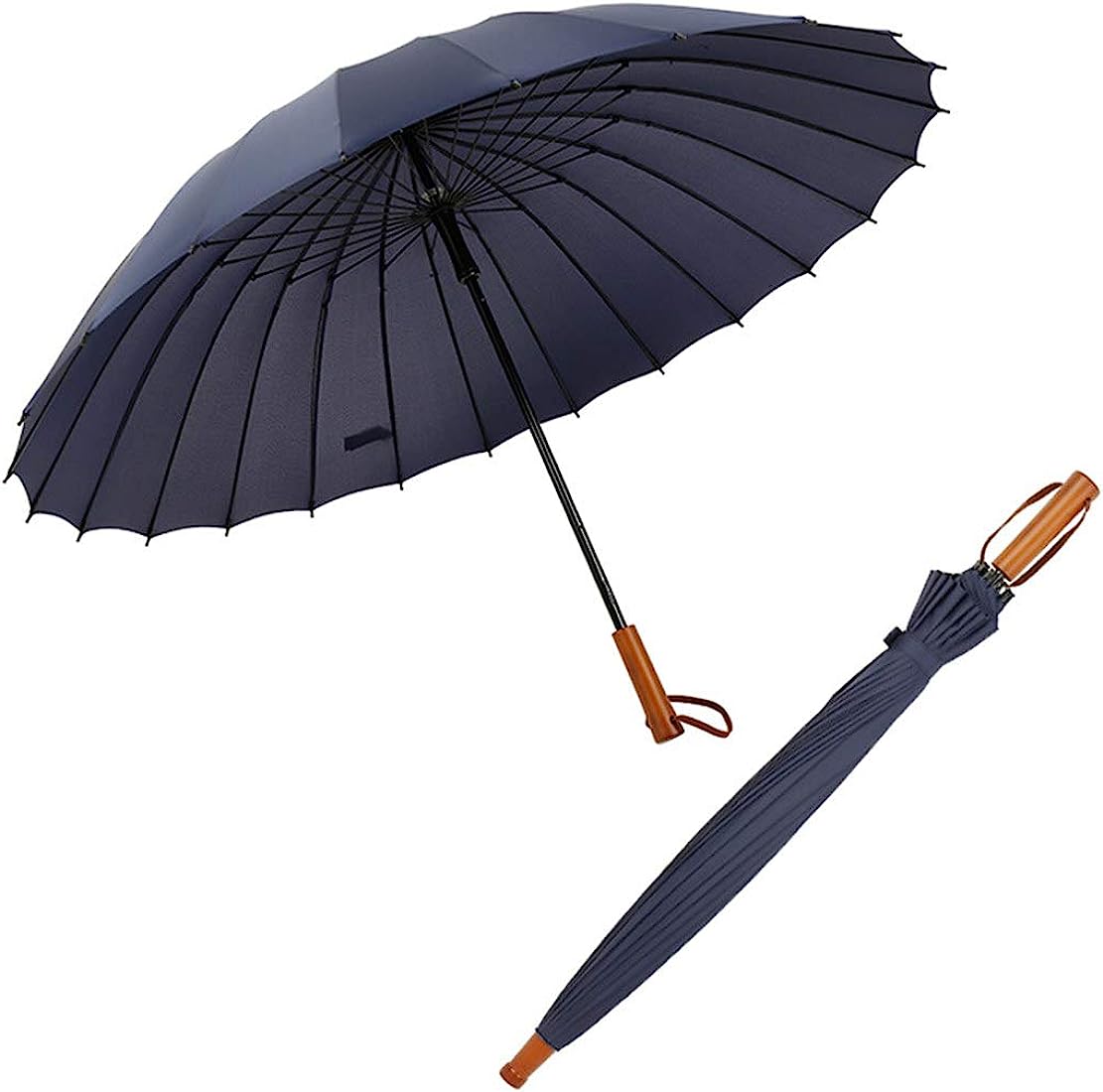 Parapluie de golf coupe-vent en fibre de verre - Manche en bois long