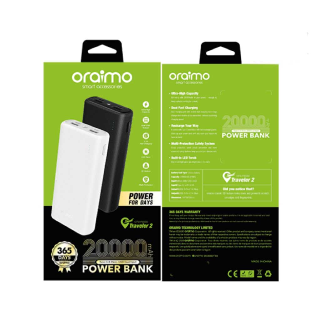 Power Bank Oraimo 20000 mAh Charge Iphone - Type C -Android