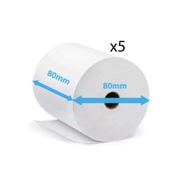 Papier thermique 80mm Pack de 5 rouleaux