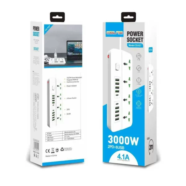 Rallonge CS-927 3000W 2PD + 8USB